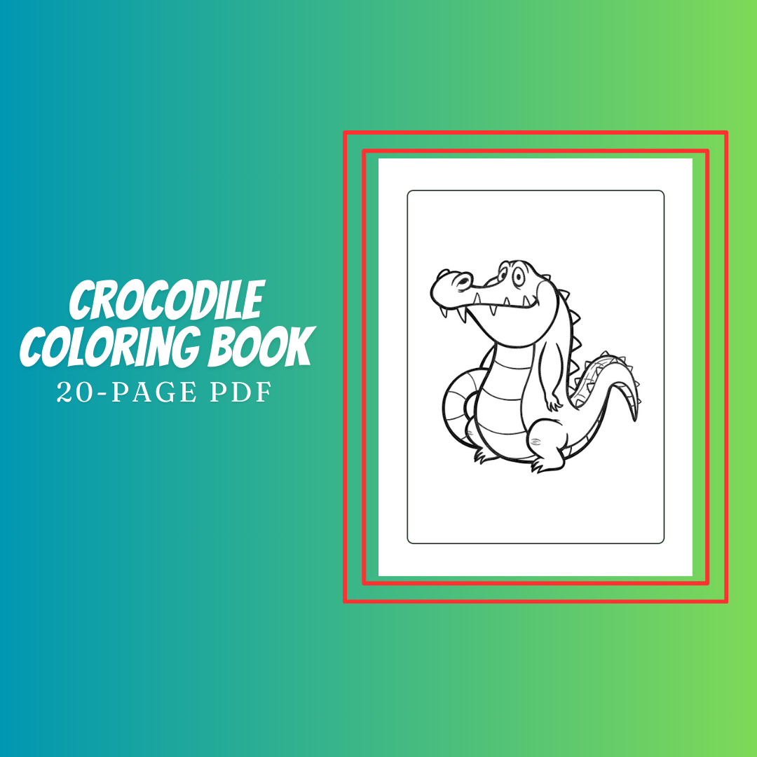 Crocodile Coloring Book 20-page PDF Download