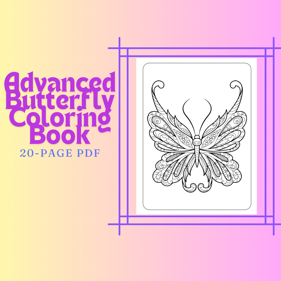 Advanced Butterfly Coloring Book 20-page PDF Download