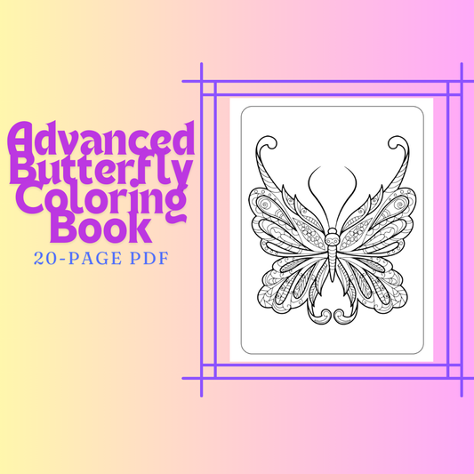 Advanced Butterfly Coloring Book 20-page PDF Download