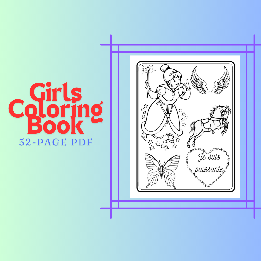 Girls Coloring Book 52-page PDF Download