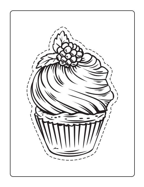 Cupcake coloring book with cut out pictures 25-page PDF download