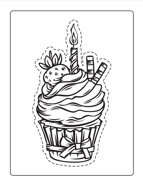 Cupcake coloring book with cut out pictures 25-page PDF download