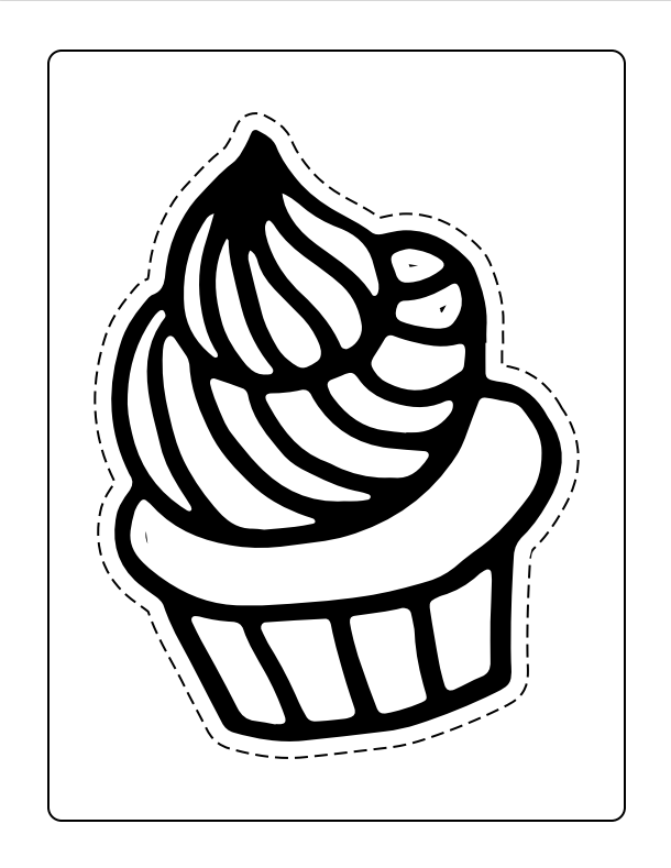 Cupcake coloring book with cut out pictures 25-page PDF download