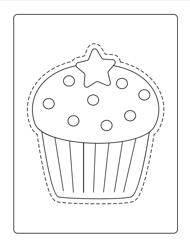 Cupcake coloring book with cut out pictures 25-page PDF download