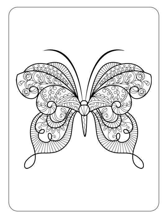 Advanced Butterfly Coloring Book 20-page PDF Download