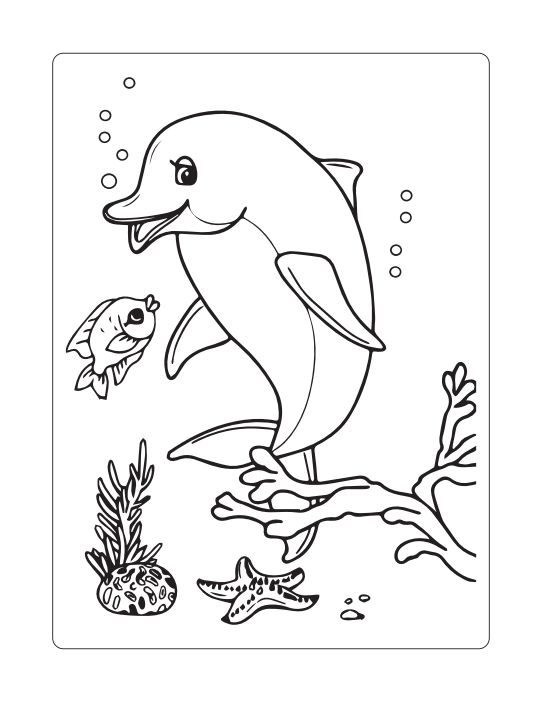 Dolphin Coloring Book 15-Page PDF + 15 draw pages