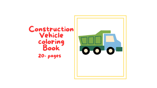 Construction Vehicle Coloring Book 20-page PDF Download